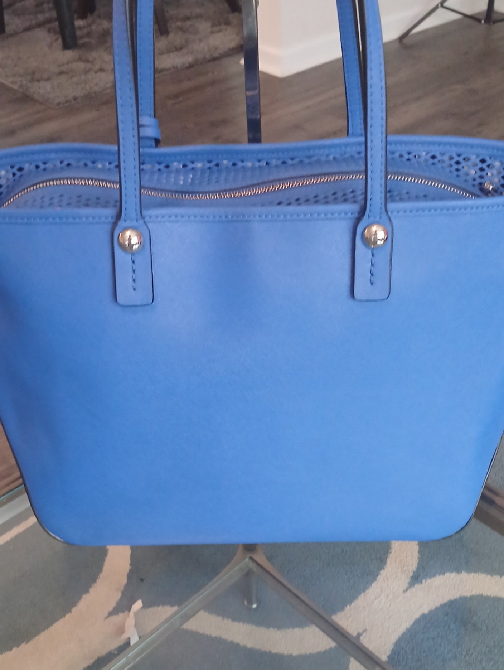 henri bendel Bright Blue Leather Tote with Signature Charm - Picture 6 of 9